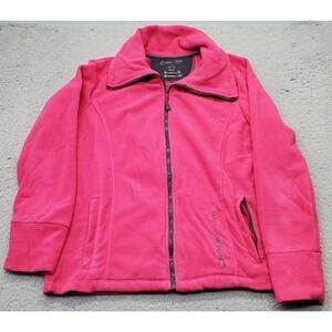 Calvin Klein Fleece Jacket Women L Pink Quick-Dry Performance Long Sleeve Zip-Up